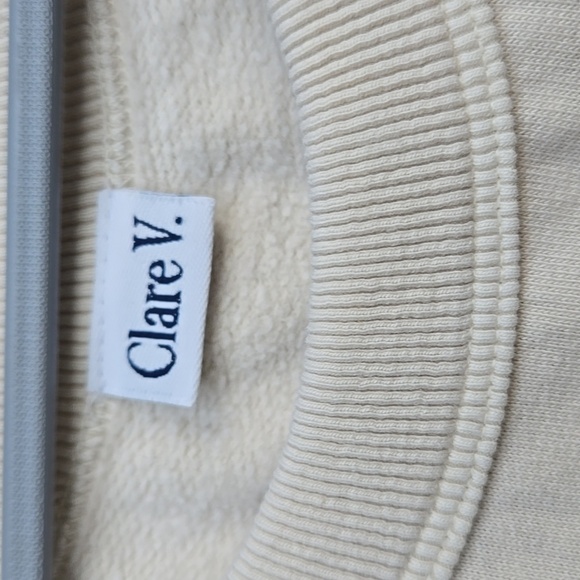 CLARE VRuffle Cotton Sweater In White Size Small - Picture 3 of 6